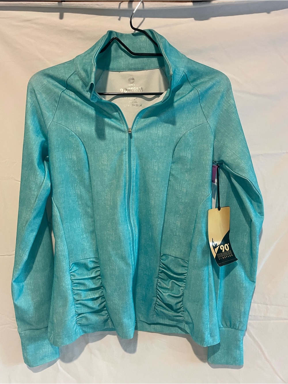 90 Degree By Reflex Turquoise Zip-Front dance/fitness jacket